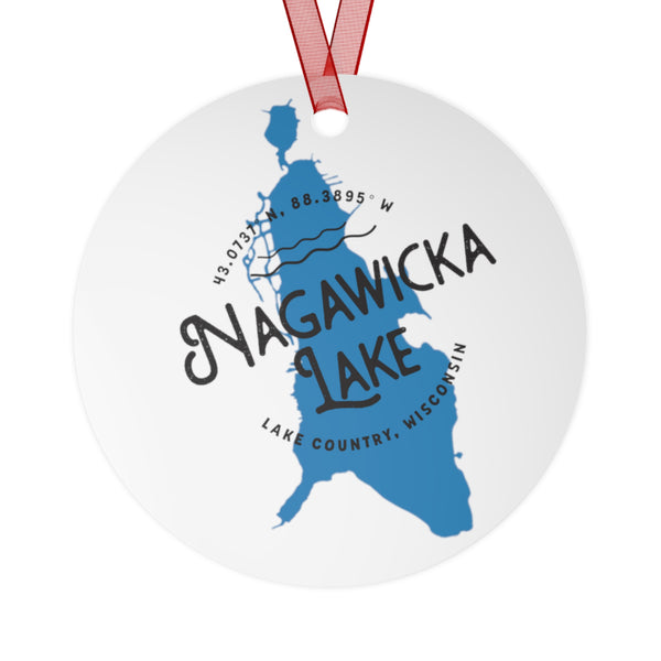 Nagawicka Lake Shape Metal Ornament