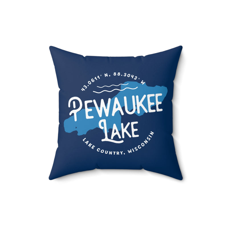 Pewaukee Lake Square Pillow | Dark Blue