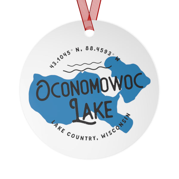 Oconomowoc Lake Shape Metal Ornament