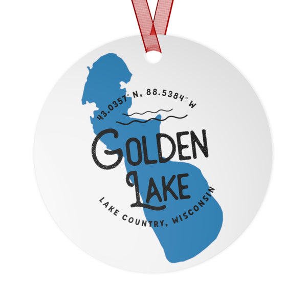 Golden Lake Shape Metal Ornament