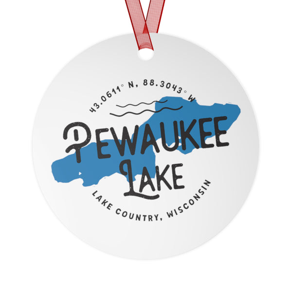 Pewaukee Lake Shape Metal Ornament