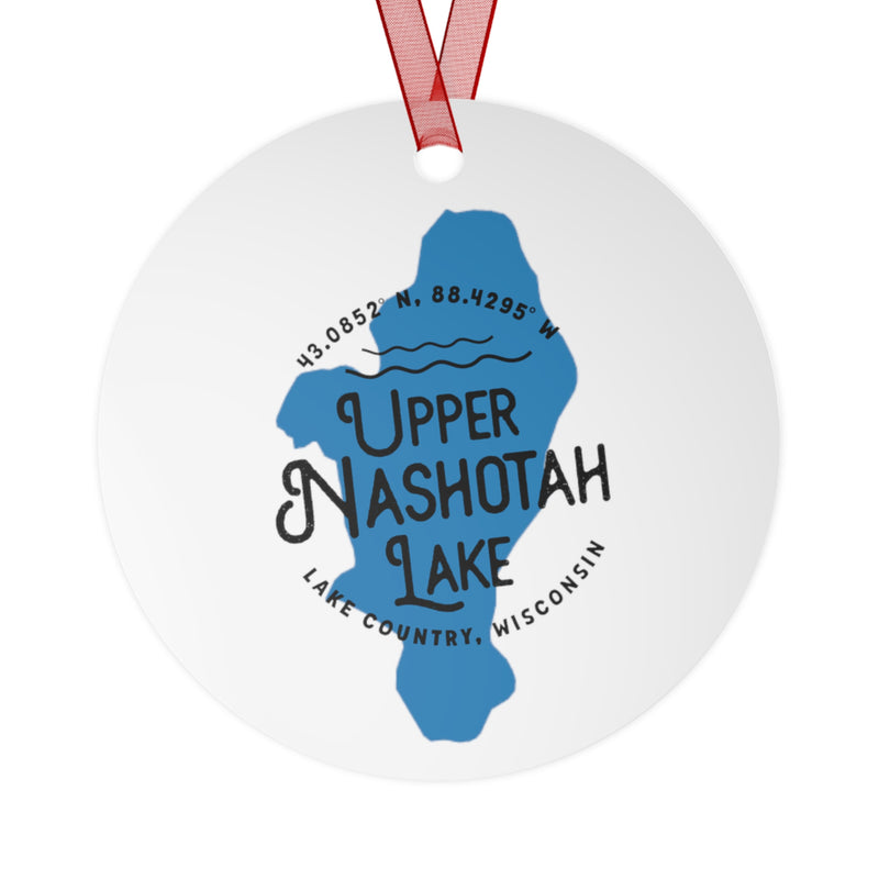 Upper Nashotah Lake Shape Metal Ornament