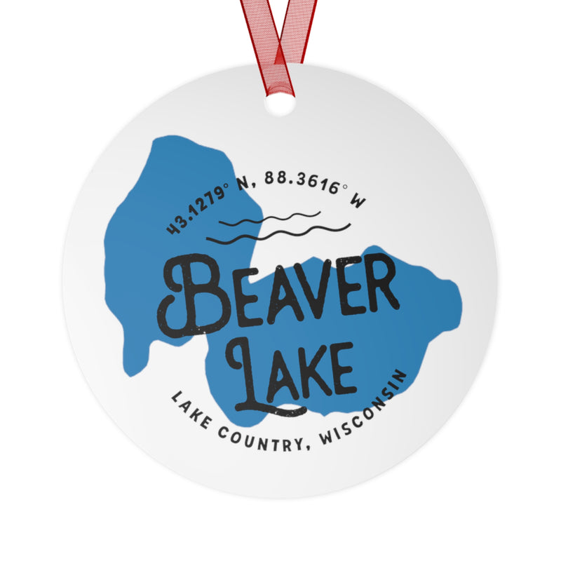 Beaver Lake Shape Metal Ornament