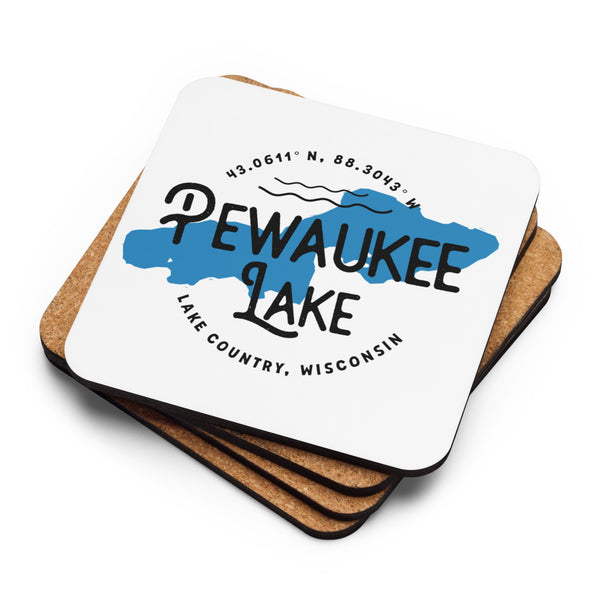 Pewaukee Lake Cork-back coaster