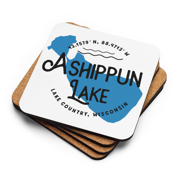 Ashippun Lake Cork-back coaster