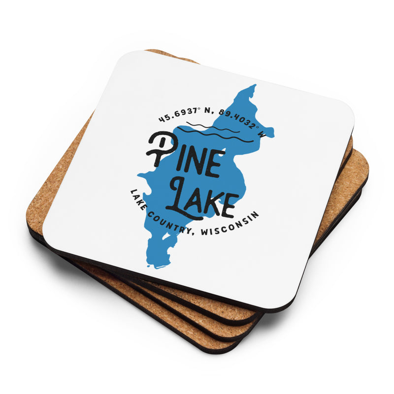 Pine Lake Cork-back coaster