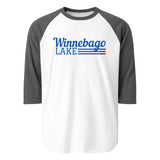 Winnebago Lake | Line Design | 3/4 Sleeve Raglan Shirt | 5 Colors