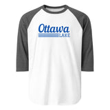 Ottawa Lake | Line Design | 3/4 Sleeve Raglan Shirt | 5 Colors