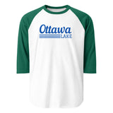 Ottawa Lake | Line Design | 3/4 Sleeve Raglan Shirt | 5 Colors