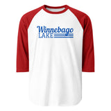 Product mockupWinnebago Lake | Line Design | 3/4 Sleeve Raglan Shirt | 5 Colors