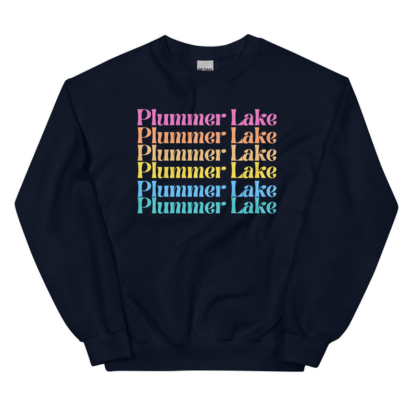 Product mockupPlummer Lake | Color Stacked | Unisex Sweatshirt | 5 Colors