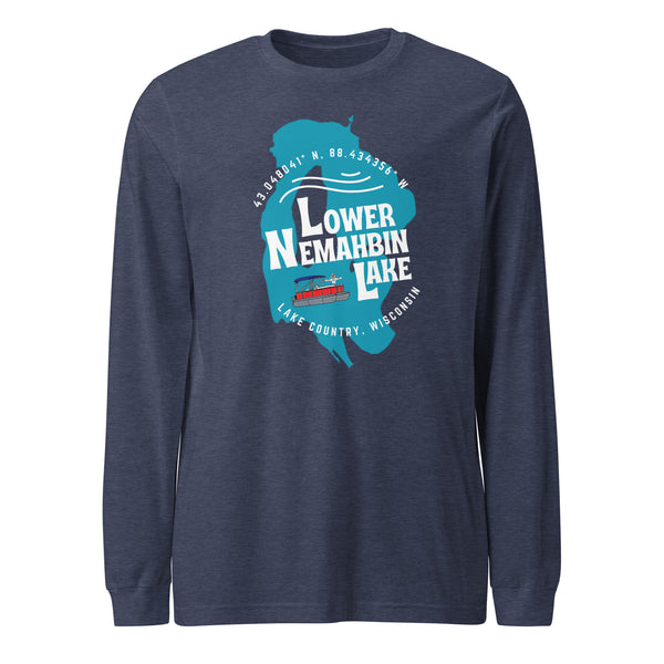 Lower Nemahbin Lake Shape | DockHounds | Unisex Long Sleeve Tee