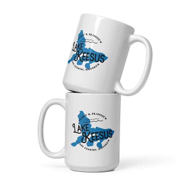 Lake Keesus | Lake Shape White glossy mug