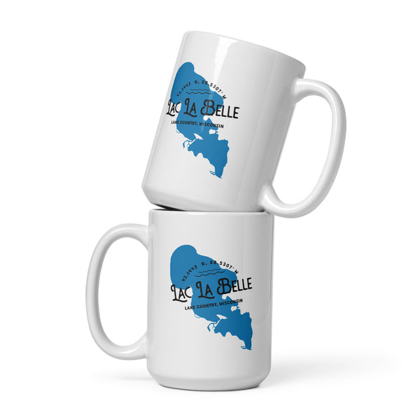 Lac La Belle | Lake Shape White glossy mug