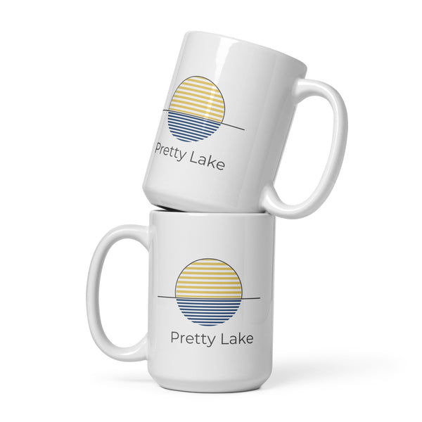 Pretty Lake | Sun | White glossy mug