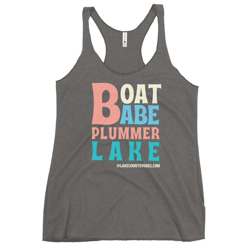 Plummer Lake | Boat Babe | Women's Racerback Tank | 5 Colors