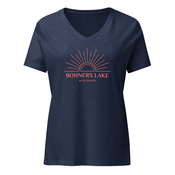 Bohners Lake | Boho Sun | Women’s Relaxed V-Neck T-Shirt | 4 Colors