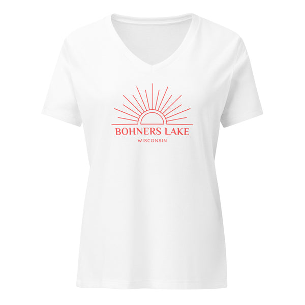 Bohners Lake | Boho Sun | Women’s Relaxed V-Neck T-Shirt | 4 Colors