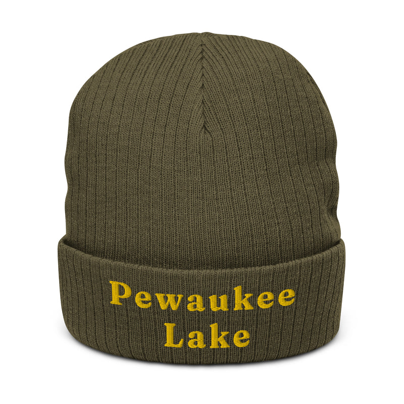 Pewaukee Lake | Embroidered Ribbed Knit Beanie | 3 Colors