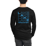 Pewaukee Lake Stack Design | Unisex Long Sleeve Tee | 4 Colors