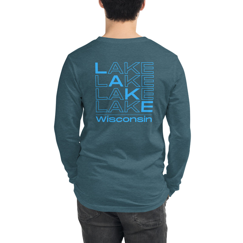 Pewaukee Lake Stack Design | Unisex Long Sleeve Tee | 4 Colors
