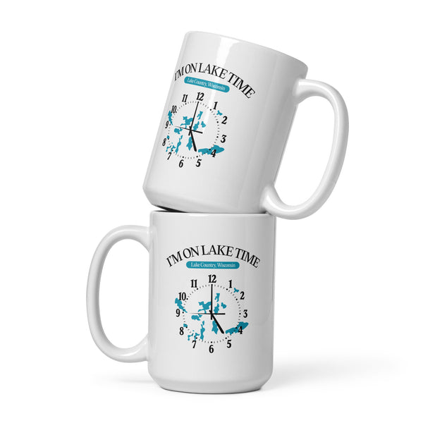 Lake Time Clock | White glossy mug