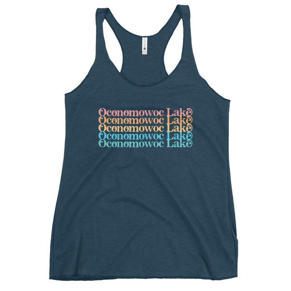 Oconomowoc Lake Stacked | Women's Racerback Tank | 11 Colors