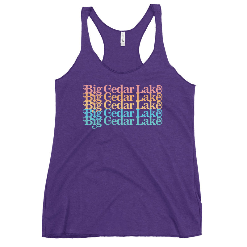 Big Cedar Lake Stacked | Women's Racerback Tank | 11 Colors