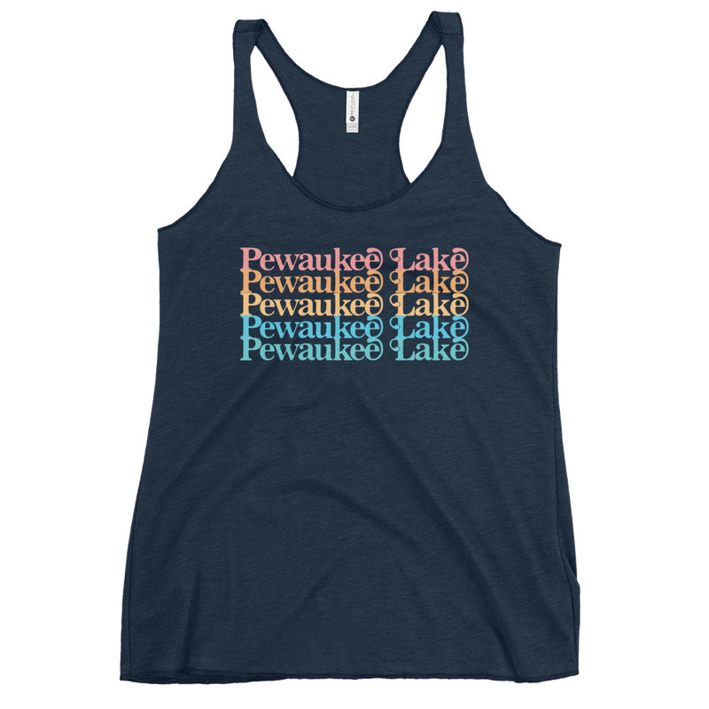 Pewaukee Lake Stacked | Women's Racerback Tank | 11 Colors