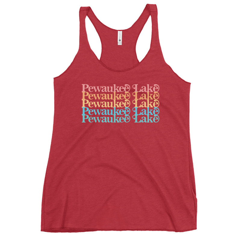 Pewaukee Lake Stacked | Women's Racerback Tank | 11 Colors