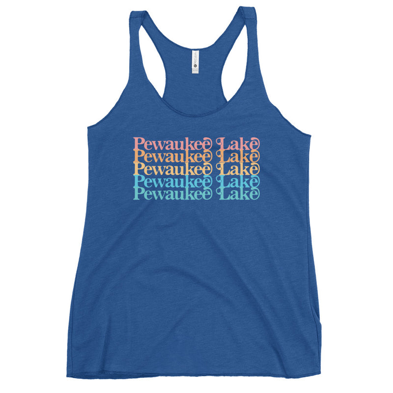 Pewaukee Lake Stacked | Women's Racerback Tank | 11 Colors