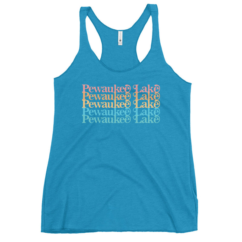 Pewaukee Lake Stacked | Women's Racerback Tank | 11 Colors